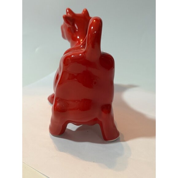 Red Ceramic Cow Creamer Figurine Vintage Milk Jug Kitchen Decor Collectible Glos - Picture 6 of 9